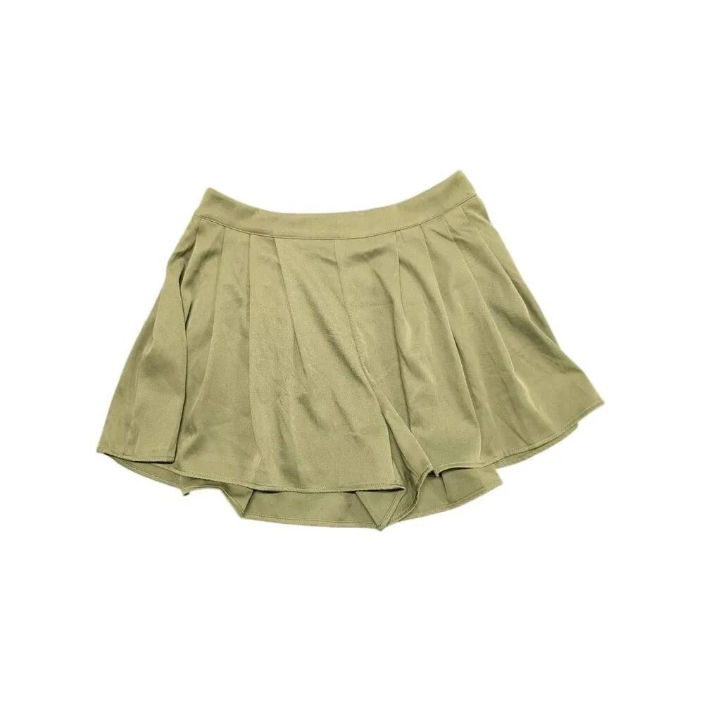 NWT HYFVE Pleated Pull Skort Army Green Mini Skirt Women's